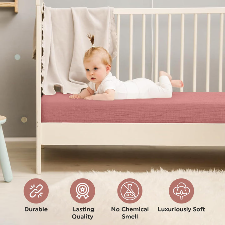 100% Organic Cotton Muslin Baby Bassinet Baby Sheet 33 X 17 Inch Soft Breathable Lightweight Stretchable Bed Sheet 2 Pack Gentle On Skin Durable Snug Fit Sheet for Newborn Bassinet Mattress