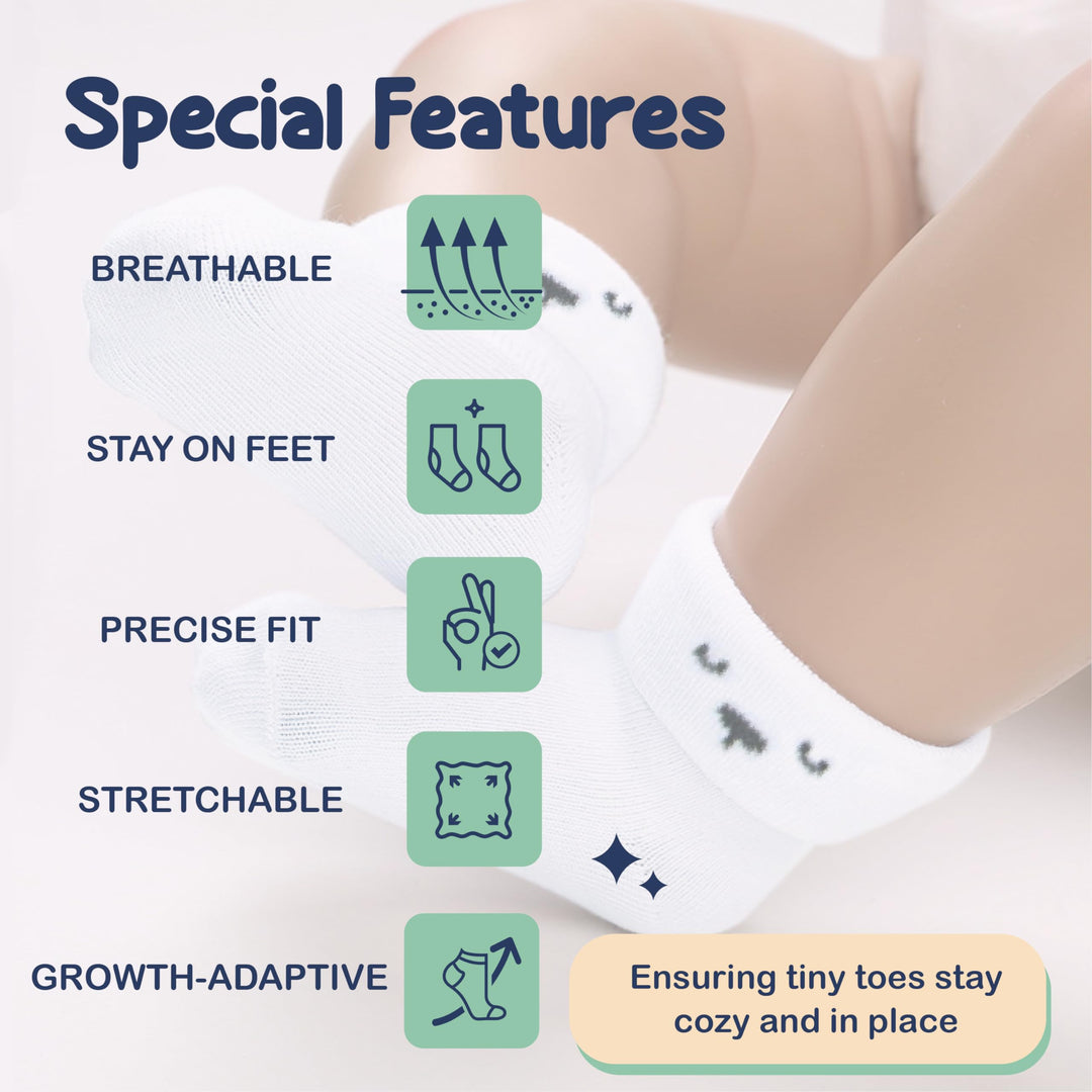 Mother's Choice Organic Cotton Baby Socks, 12 Pairs, Unisex 0-6 Months - Soft, Hypoallergenic Newborn & Infant Socks - Baby Girl & Boy Gifts