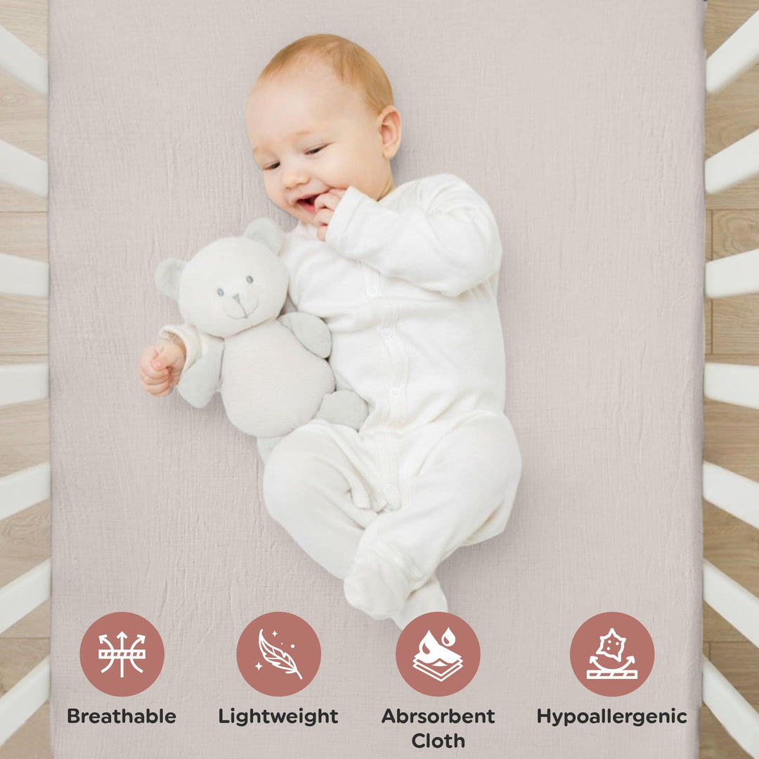100% Organic Cotton Muslin Baby Bassinet Baby Sheet 33 X 17 Inch Soft Breathable Lightweight Stretchable Bed Sheet 2 Pack Gentle On Skin Durable Snug Fit Sheet for Newborn Bassinet Mattress