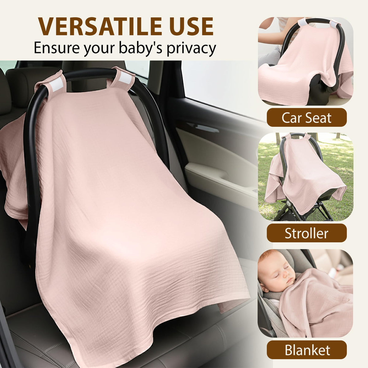 Organic Muslin Cotton Car Seat Cover