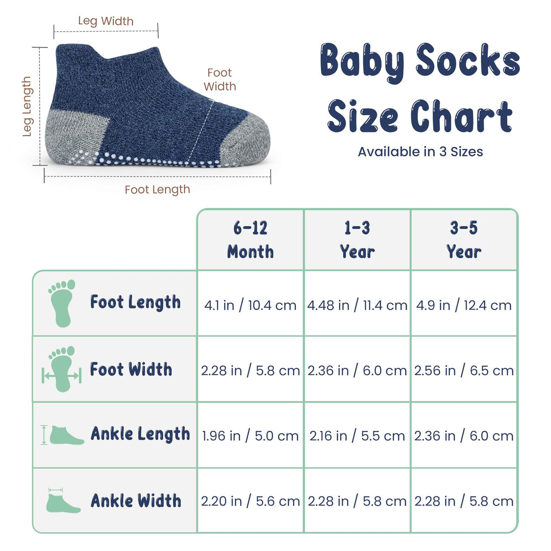 Mother's Choice Organic Cotton Socks For Toddler Boys Girls - Breathable, Non Slip Toddler Socks 2t-3t-4t-5t,