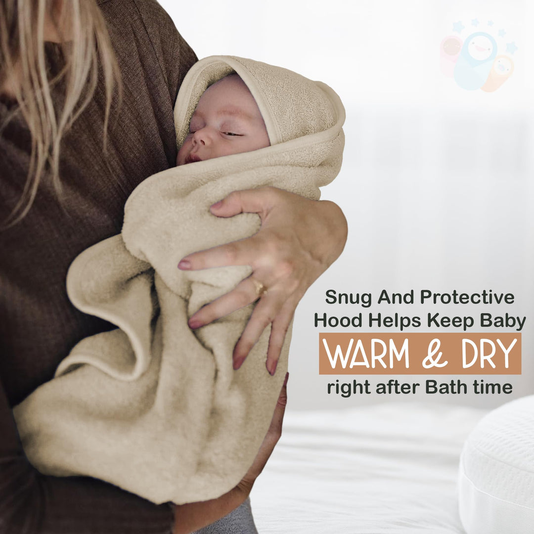 Infancie Organic Cotton Low-Twist Woven Hooded Baby Towels