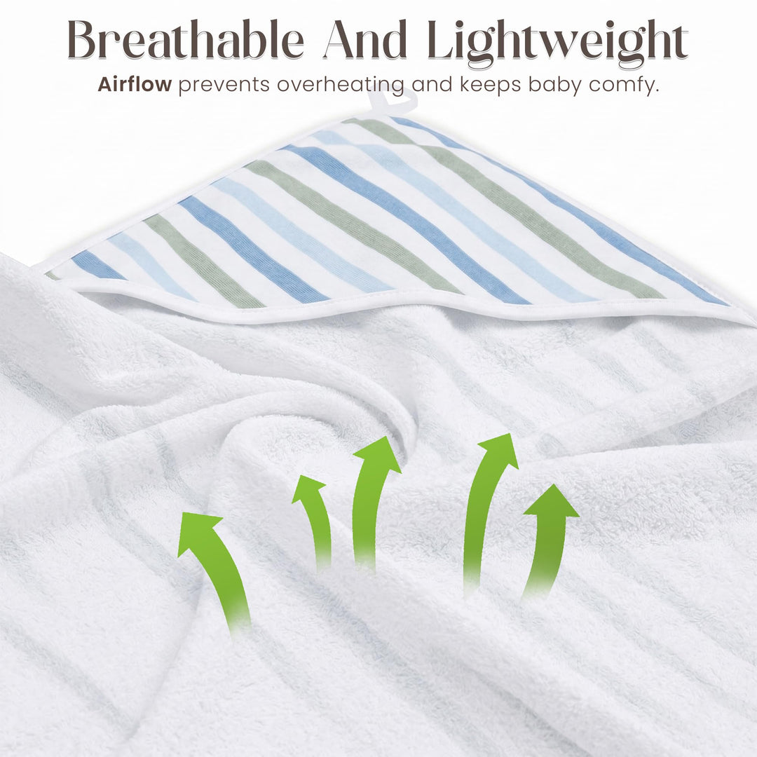 Organic Hooded Baby Towels with Washcloths – 2 Hooded Towel (28x28 inches) & 2 Washcloth (10x10 inches) – Ultra Soft, Absorbent & Cozy Cotton Bath Towels for Newborns and Infants