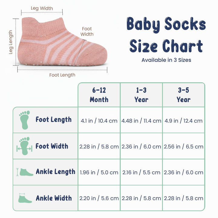 Mother's Choice Organic Cotton Socks For Toddler Boys Girls - Breathable, Non Slip Toddler Socks 2t-3t-4t-5t,