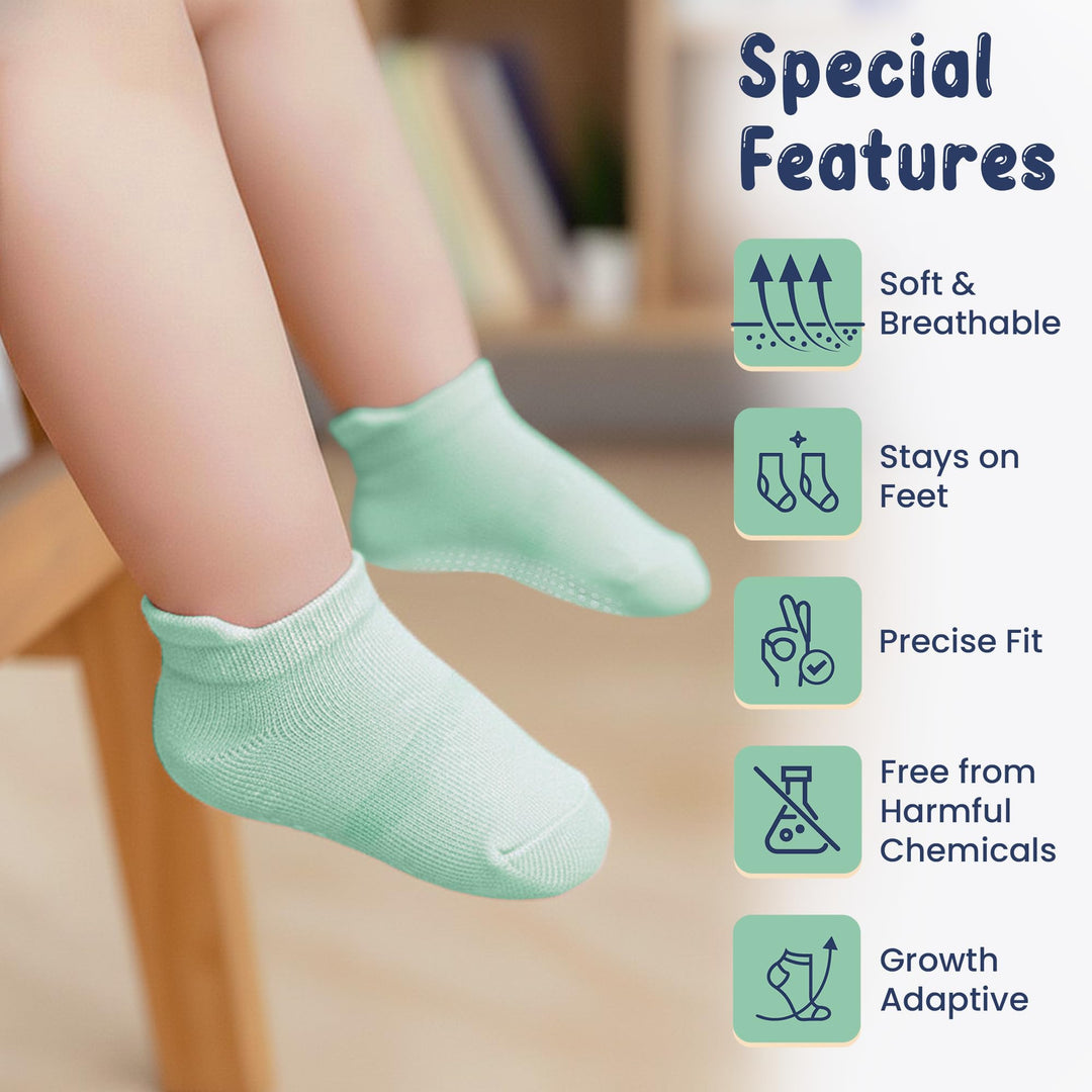 Mother's Choice Organic Cotton Socks For Toddler Boys Girls - Breathable, Non Slip Toddler Socks 2t-3t-4t-5t,