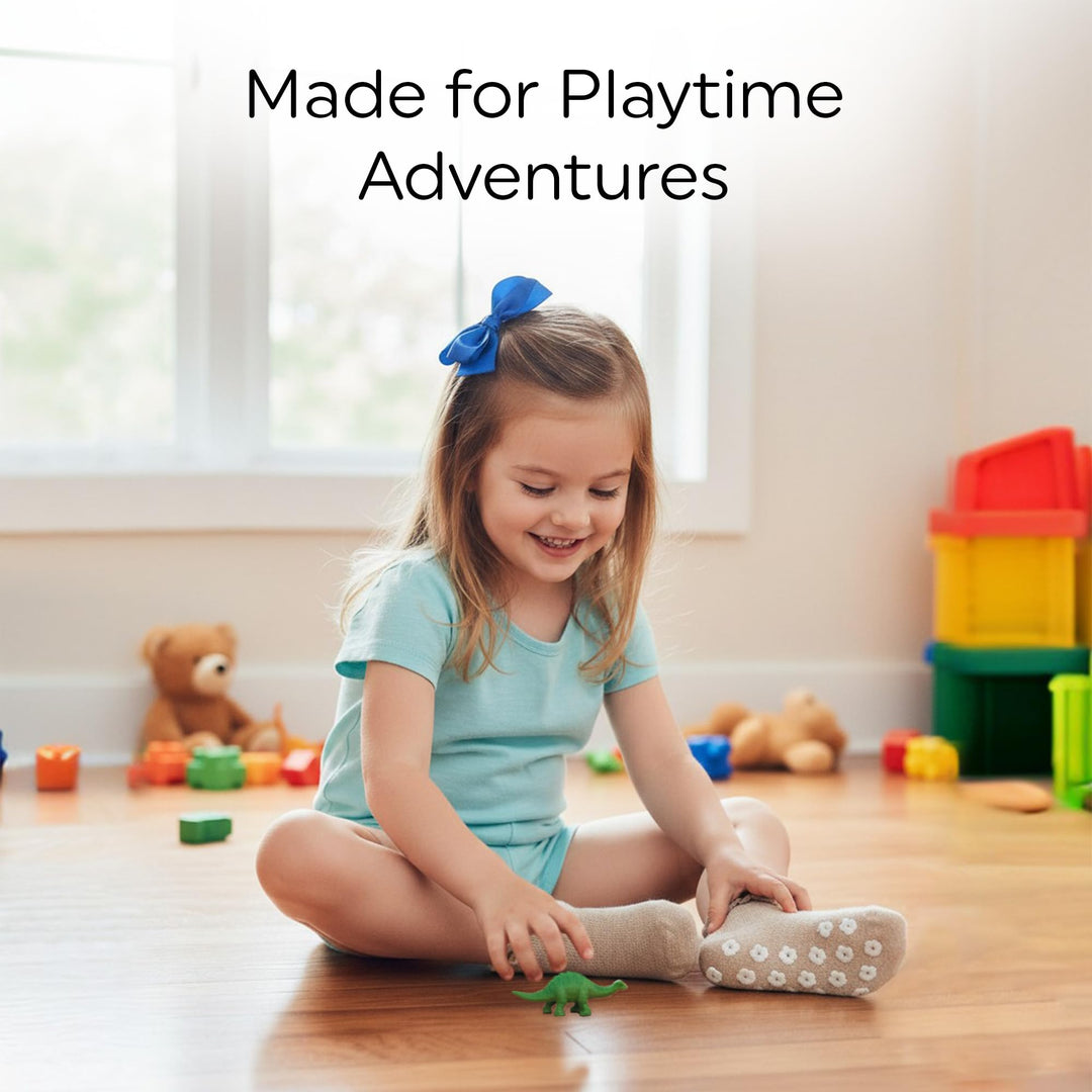 Mother's Choice Organic Cotton Blend Baby Socks 6 Pairs (3-5 years) – Non-Slip Grip Socks for Infants & Toddlers, Soft Breathable (US, Age, 3 Years, 5 Years, Pastel)