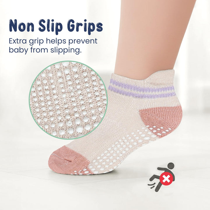 Mother's Choice Organic Cotton Socks For Toddler Boys Girls - Breathable, Non Slip Toddler Socks 2t-3t-4t-5t,