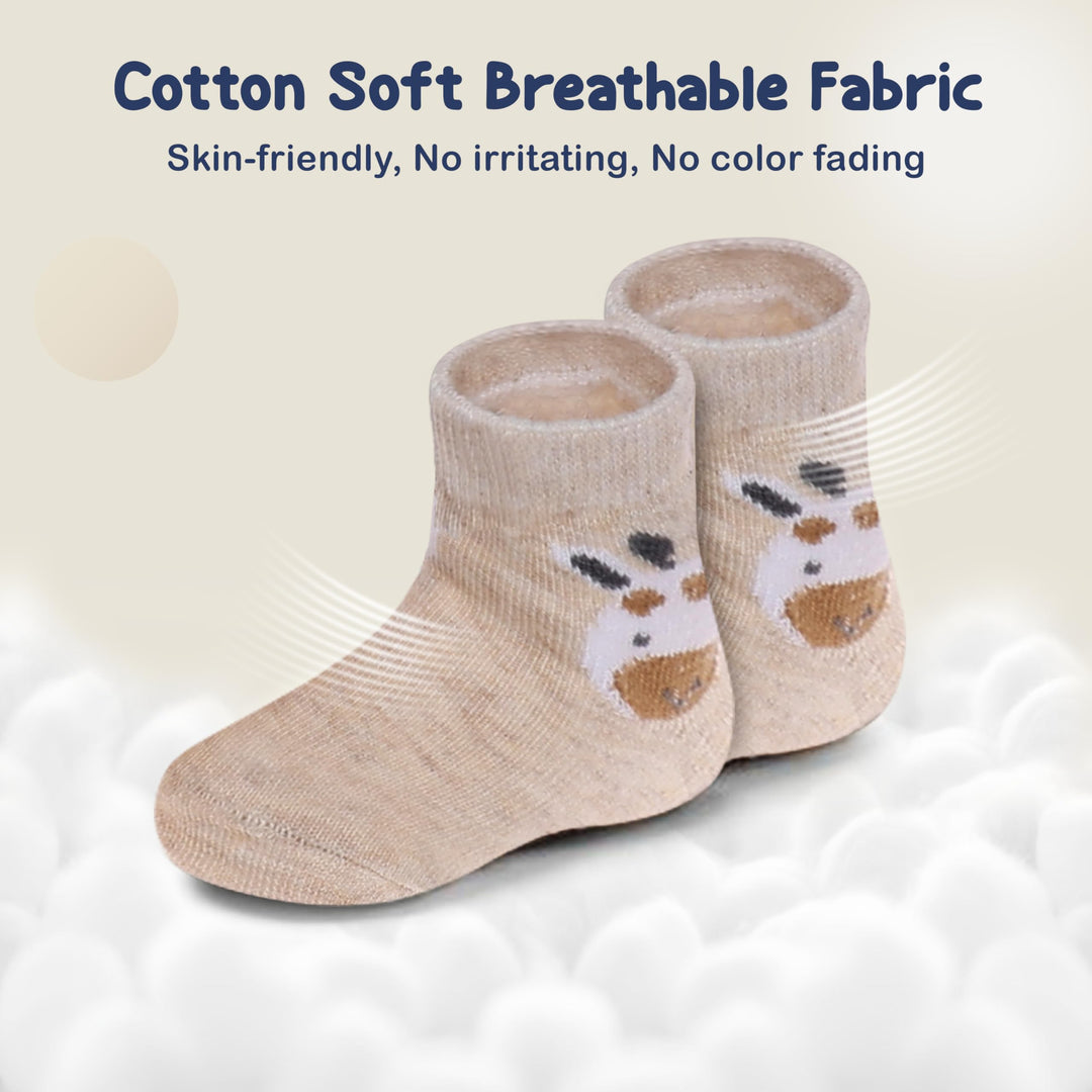 Mother's Choice Organic Cotton Baby Socks 6-12 Months, 12 Pairs Unisex Anti Slip - Soft & Hypoallergenic Baby Girl & Boys Socks (US, Age, 6 Months, 12 Months, Brown)