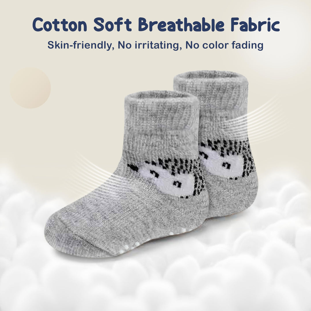 Mother's Choice Organic Cotton Baby Socks 6-12 Months, 12 Pairs Unisex Anti Slip - Soft & Hypoallergenic Baby Girl & Boys Socks (US, Age, 6 Months, 12 Months, Gray - White)