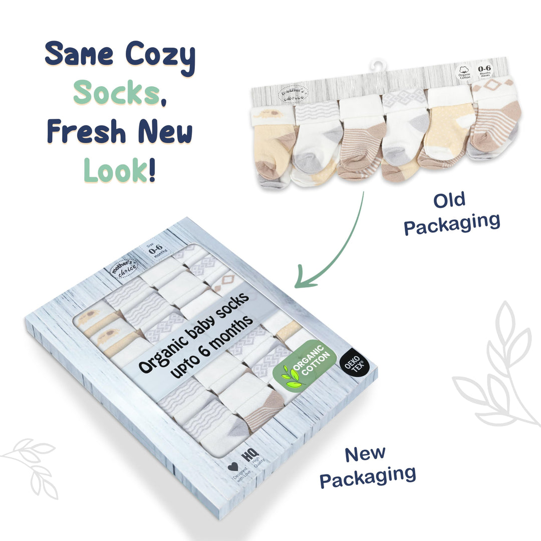 Mother's Choice Organic Cotton Baby Socks, 12 Pairs, Unisex 0-6 Months - Soft, Hypoallergenic Newborn & Infant Socks - Baby Girl & Boy Gifts, (12Pcs, Brown)