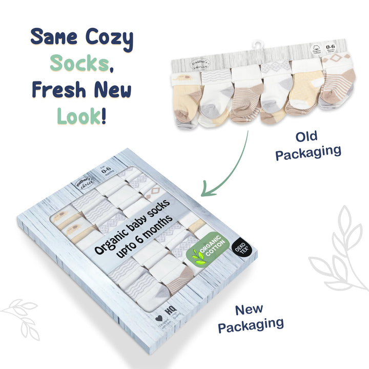 Mother's Choice Organic Cotton Baby Socks, 12 Pairs, Unisex 0-6 Months - Soft, Hypoallergenic Newborn & Infant Socks - Baby Girl & Boy Gifts, (12Pcs, Brown)