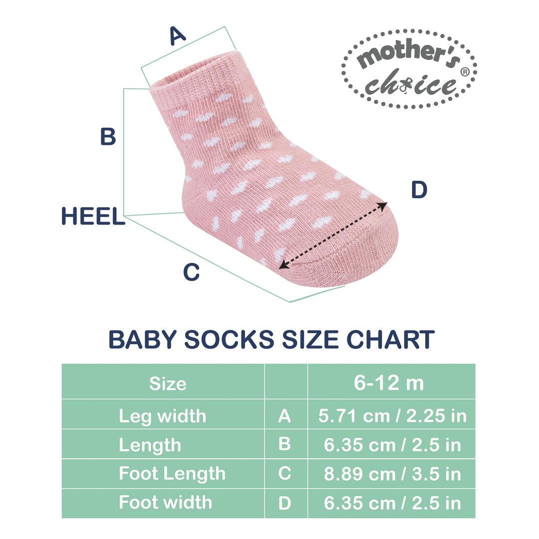 Mother's Choice Organic Cotton Baby Socks Infant 0-6 Months - 12 pairs Soft, Cozy, and Gentle Newborn Socks for Girls & Boys, Perfect Baby Registry for Everyday Wear, and Infant Comfort