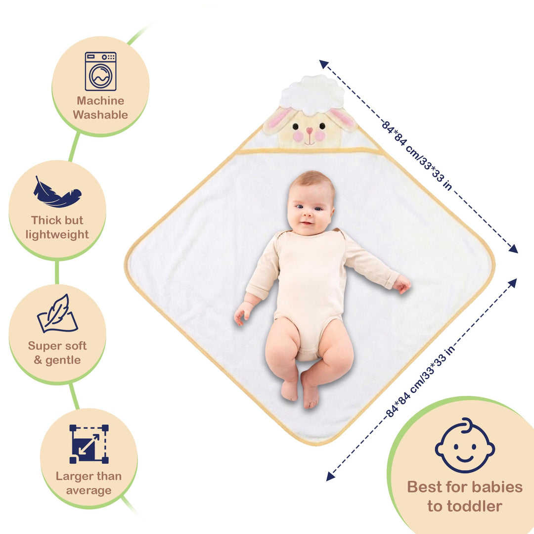 Mother's Choice Baby Towels 100% Organic Cotton Butterfly Hooded Design, Oeko-TEX Certified, Ultra-Soft Absorbent Hooded Bath Towel for Newborn Girls, (Butterfly)