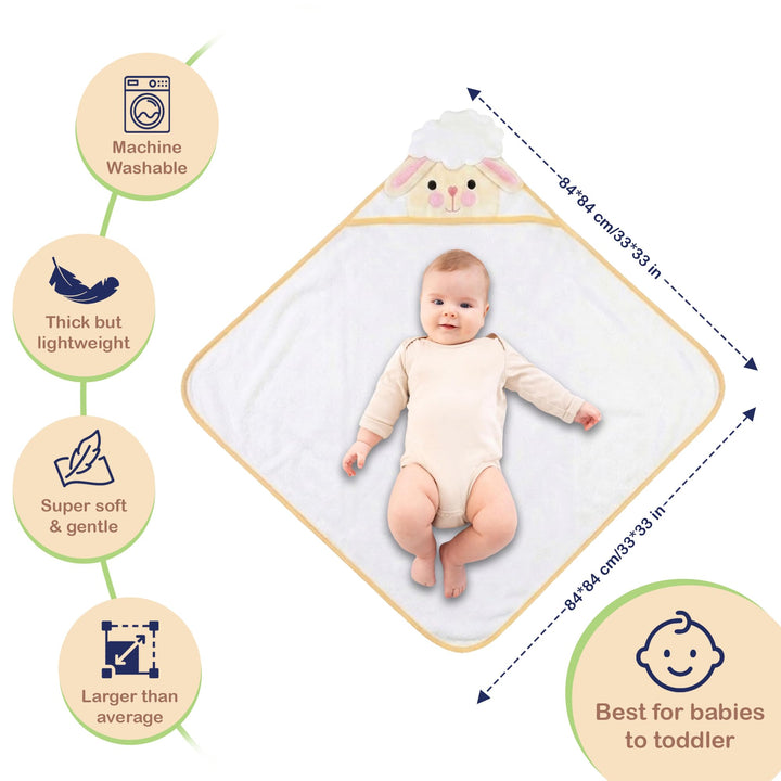 Mother's Choice Baby Towels 100% Organic Cotton Butterfly Hooded Design, Oeko-TEX Certified, Ultra-Soft Absorbent Hooded Bath Towel for Newborn Girls, (Butterfly)
