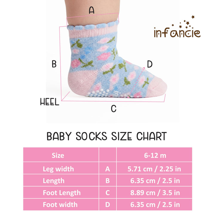 GOTS Certified Organic Cotton Rich Blend Baby Socks 12 Pairs For 0 - 6 (M) Baby Girl Soft, Stretchable & Comfortable Girl newborn Socks, Adorable Sock Shoes For Baby Girl, Gift For Little, Pink