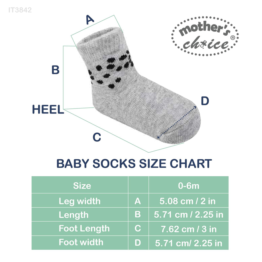 Mother's Choice Organic Cotton Baby Socks, 06 Pairs, Unisex 0-6 Months - Soft, Hypoallergenic Newborn & Infant Socks - Baby Girl & Boy Gifts
