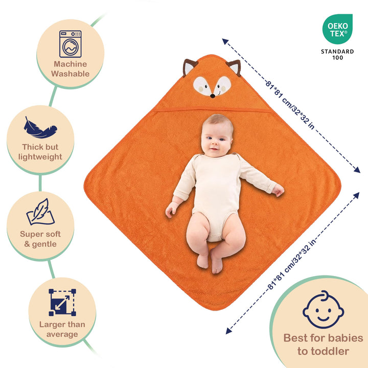 Mother's Choice Baby Towels 100% Organic Cotton Butterfly Hooded Design, Oeko-TEX Certified, Ultra-Soft Absorbent Hooded Bath Towel for Newborn Girls, (Butterfly)