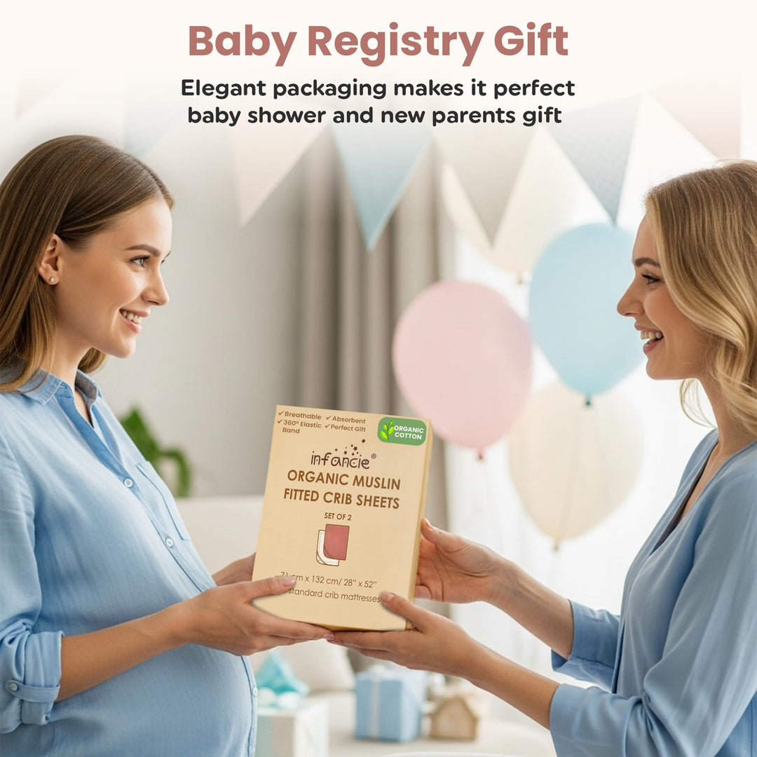 Infancie Organic Cotton Muslin Crib Sheets (Set of 2)