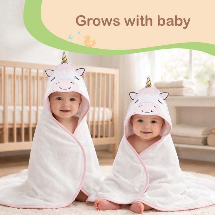 Mother's Choice Baby Towels 100% Organic Cotton Butterfly Hooded Design, Oeko-TEX Certified, Ultra-Soft Absorbent Hooded Bath Towel for Newborn Girls, (Butterfly)