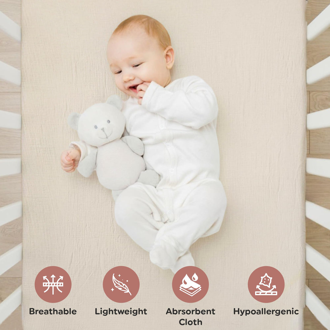 100% Organic Cotton Muslin Baby Bassinet Baby Sheet 33 X 17 Inch Soft Breathable Lightweight Stretchable Bed Sheet 2 Pack Gentle On Skin Durable Snug Fit Sheet for Newborn Bassinet Mattress