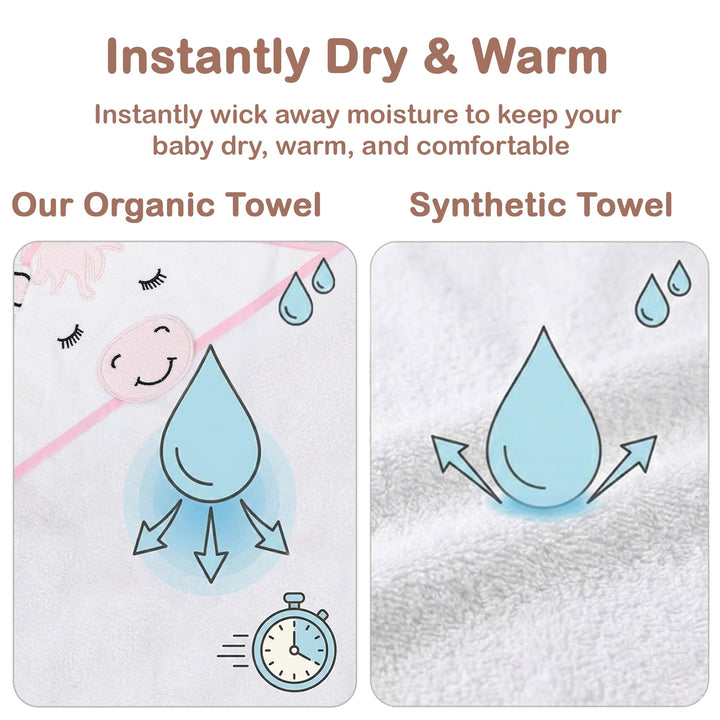 Mother's Choice Baby Towels 100% Organic Cotton Butterfly Hooded Design, Oeko-TEX Certified, Ultra-Soft Absorbent Hooded Bath Towel for Newborn Girls, (Butterfly)