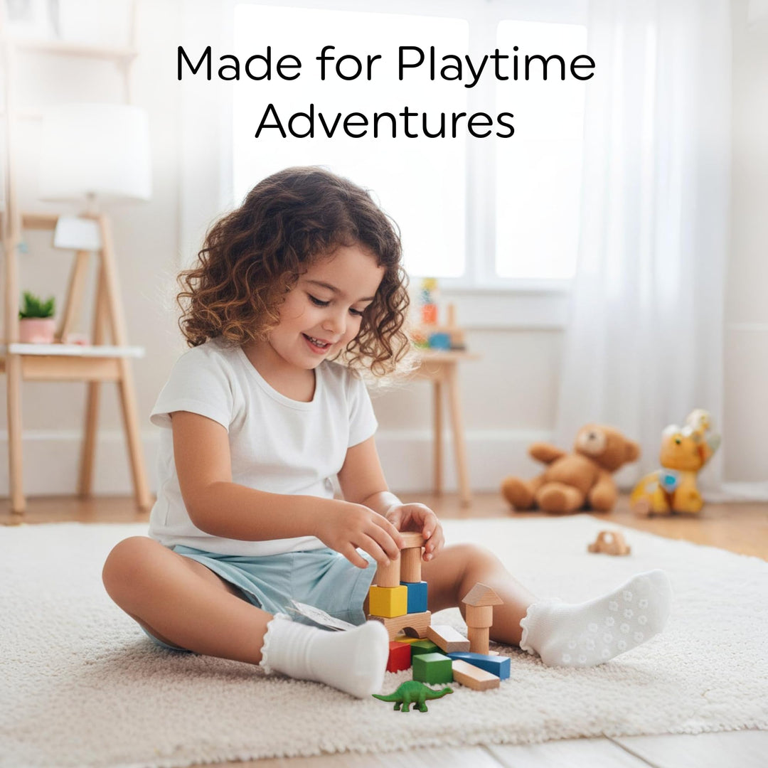 Mother's Choice White Ruffle Socks 6–12 Months 6 Pairs – Socks for Toddlers, Baby & Girls Cotton Soft, Breathable and Comfortable for Everyday Wear (US, Age, 6 Months, 12 Months, White)