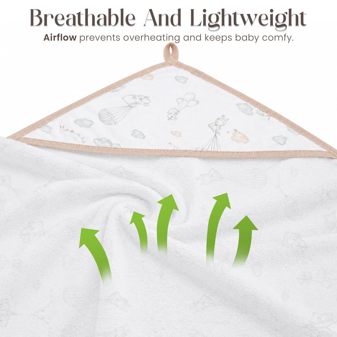 Organic Hooded Baby Towels with Washcloths – 2 Hooded Towel (28x28 inches) & 2 Washcloth (10x10 inches) – Ultra Soft, Absorbent & Cozy Cotton Bath Towels for Newborns and Infants