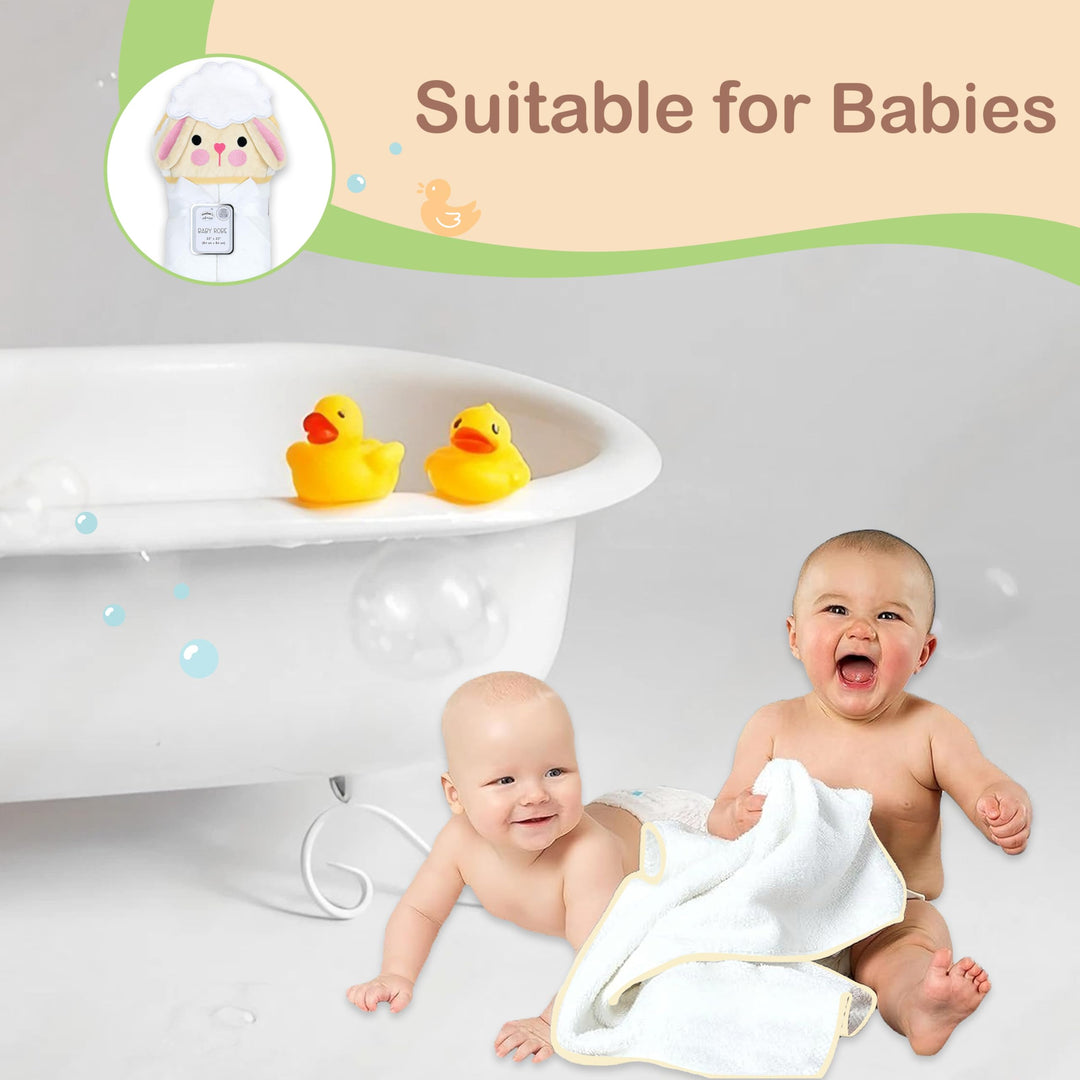 Mother's Choice Baby Hooded Towel - Large Size Cotton, Ultra-Soft & Absorbent Bath Towel for Newborns, Infants, Toddlers, Boys & Girls with Animal Hood (Sheep)