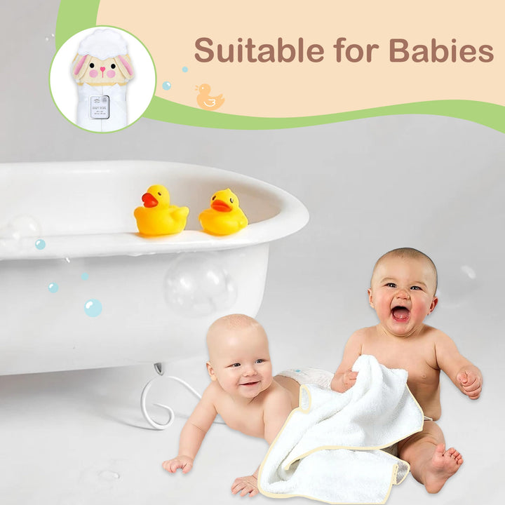 Mother's Choice Baby Hooded Towel - Large Size Cotton, Ultra-Soft & Absorbent Bath Towel for Newborns, Infants, Toddlers, Boys & Girls with Animal Hood (Sheep)