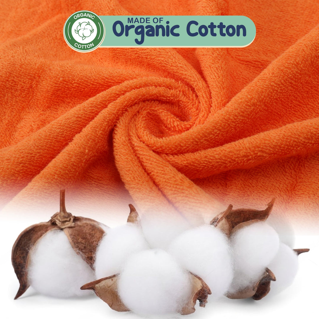 Mother's Choice Organic Baby Hooded Towel Ultra Soft & Absorbent Bath Wearable for Newborns, Infants, 3D Orange Fox Design