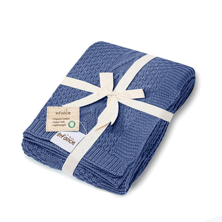 Organic Cotton Knit Baby Blanket 31.5 X 43.3 Inches Soft and Breathable Baby Blanket for Boys and Girls Perfect Swaddle Blanket and Baby Blankets Neutral for Infants Toddlers All Seasons