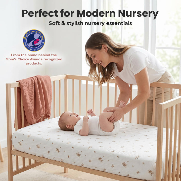 100% Organic Cotton Muslin Baby Bassinet Baby Sheet 33 X 17 Inch Soft Breathable Lightweight Stretchable Bed Sheet 2 Pack Gentle On Skin Durable Snug Fit Sheet for Newborn Bassinet Mattress