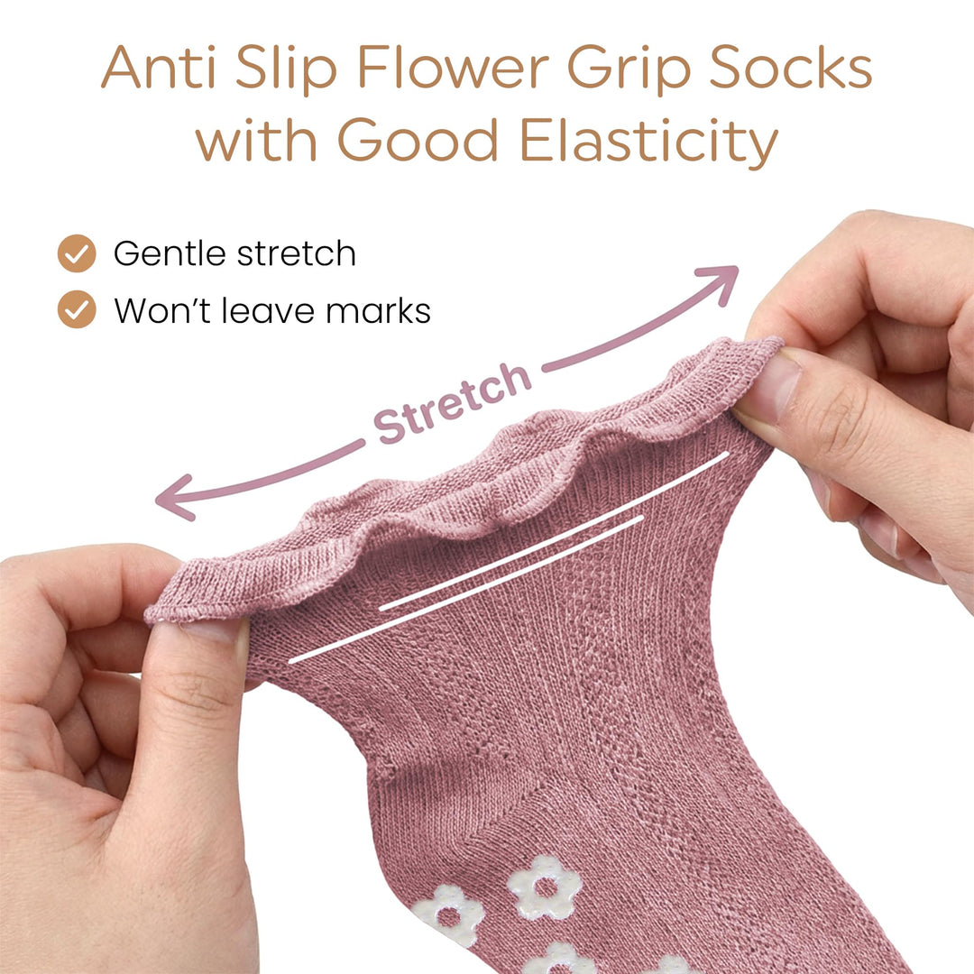 Mother's Choice Organic Cotton Socks For Boys Girls Breathable Non Slip Toddler Socks 2t-3t-4t-5t Ruffle Baby Socks 6-12 M