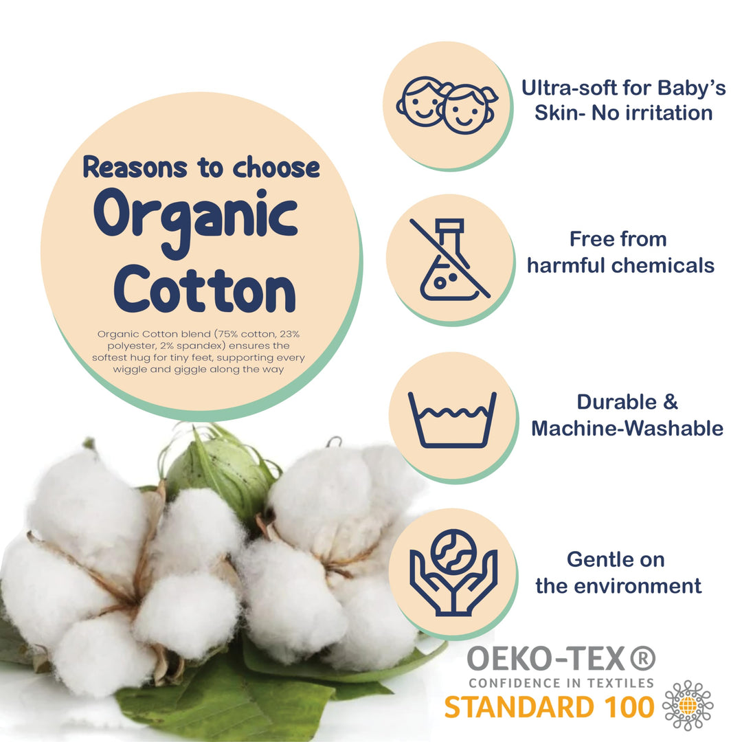 Mother's Choice Organic Cotton Baby Socks Infant 0-6 Months - 12 pairs Soft, Cozy, and Gentle Newborn Socks for Girls & Boys, Perfect Baby Registry for Everyday Wear, and Infant Comfort