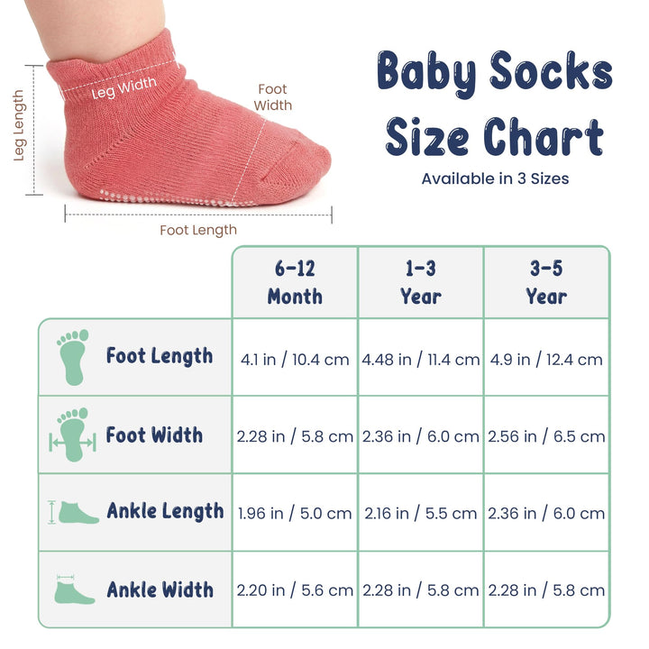 Mother's Choice Organic Cotton Socks For Toddler Boys Girls - Breathable, Non Slip Toddler Socks 2t-3t-4t-5t,