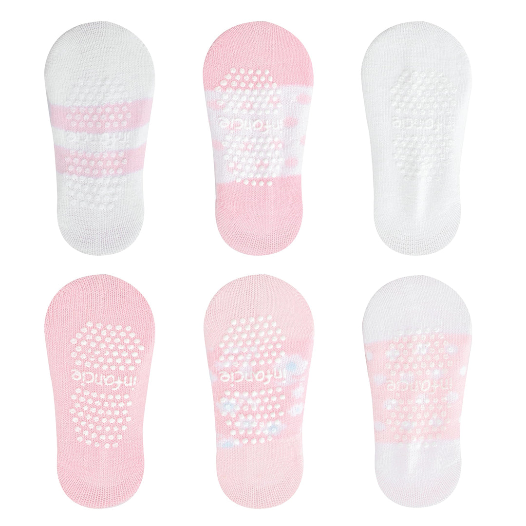 GOTS Certified Organic Cotton Rich Blend Baby Socks 12 Pairs For 0 - 6 (M) Baby Girl Soft, Stretchable & Comfortable Girl newborn Socks, Adorable Sock Shoes For Baby Girl, Gift For Little, Pink