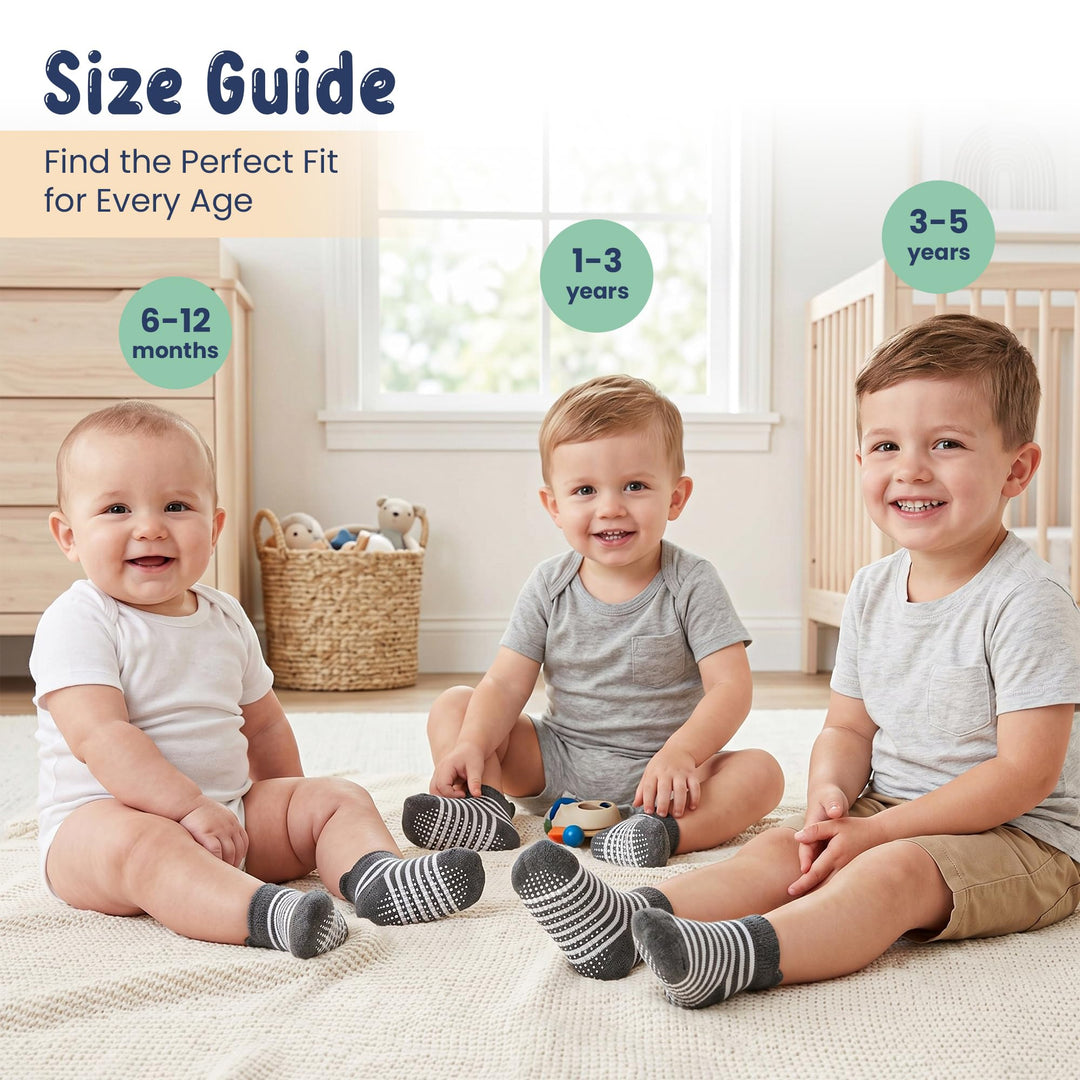 Mother's Choice Organic Cotton Socks For Toddler Boys Girls - Breathable, Non Slip Toddler Socks 2t-3t-4t-5t,