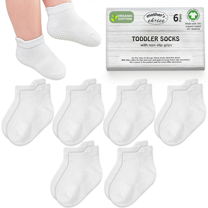 Mother's Choice Organic Cotton Socks For Toddler Boys Girls - Breathable, Non Slip Toddler Socks 2t-3t-4t-5t,