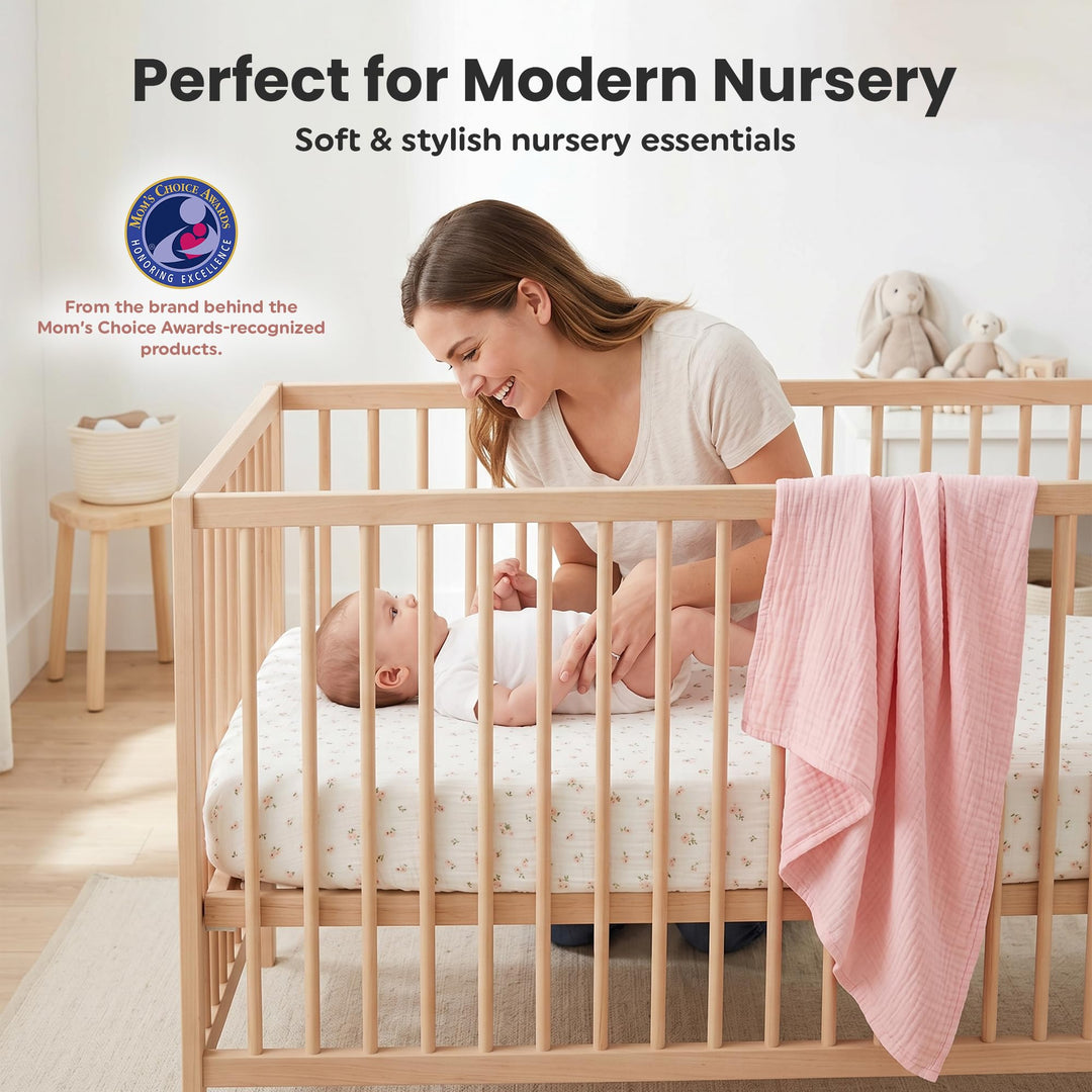 100% Organic Cotton Muslin Baby Bassinet Baby Sheet 33 X 17 Inch Soft Breathable Lightweight Stretchable Bed Sheet 2 Pack Gentle On Skin Durable Snug Fit Sheet for Newborn Bassinet Mattress