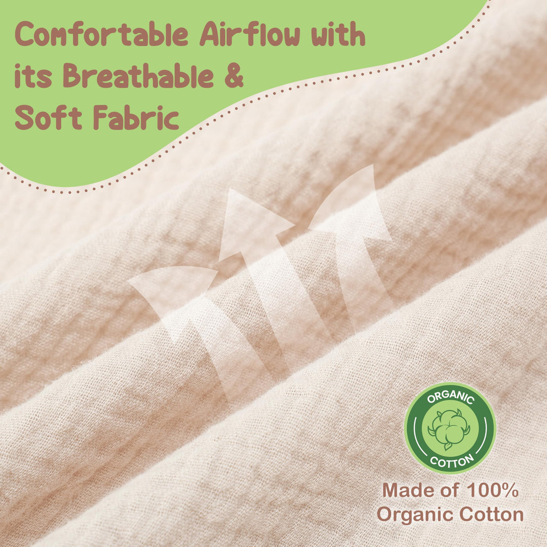 100% Organic Cotton Nursing Cover & Shawl - 43 x 28 Inch Breathable Muslin Breastfeeding Nursing Apron Cover with Arch Neckline for Mothers, Multi-use Carseat Canopy