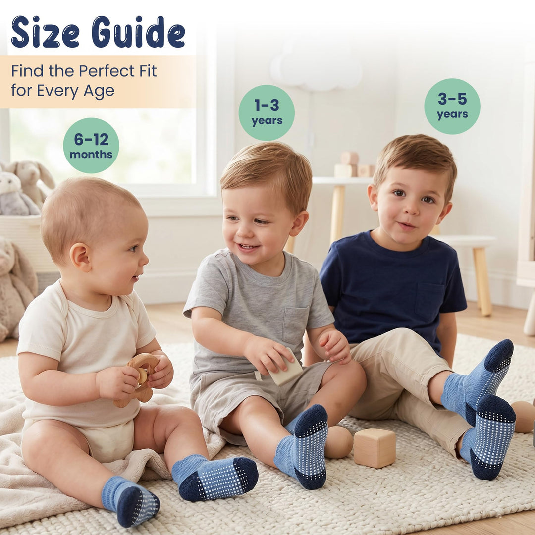 Mother's Choice Organic Cotton Socks For Toddler Boys Girls - Breathable, Non Slip Toddler Socks 2t-3t-4t-5t,