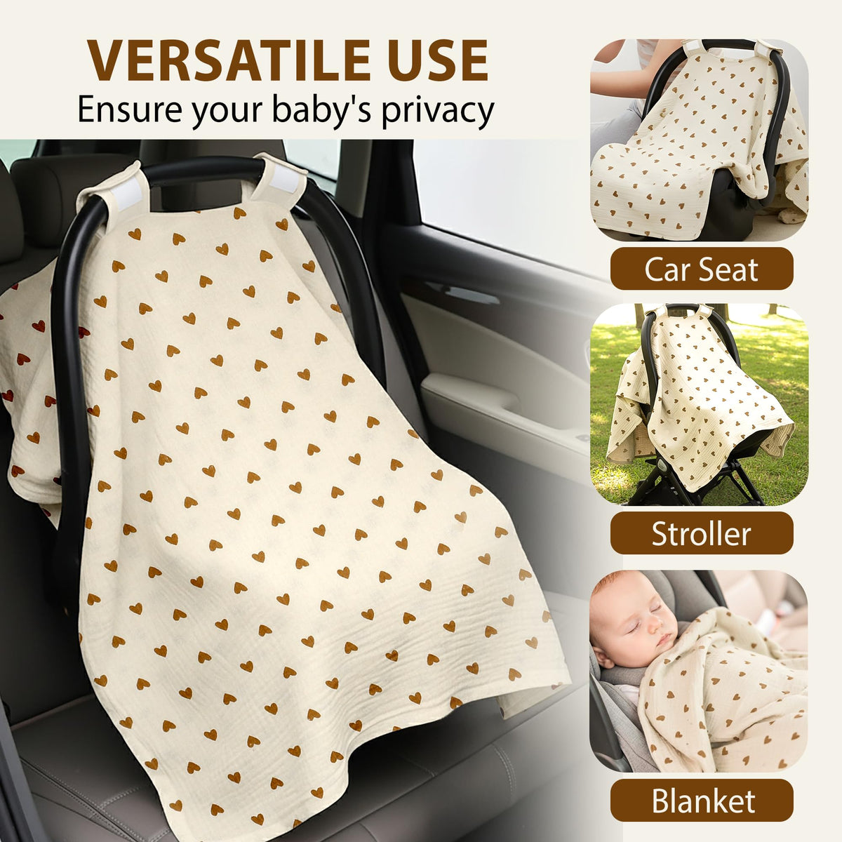 Organic Muslin Cotton Car Seat Cover