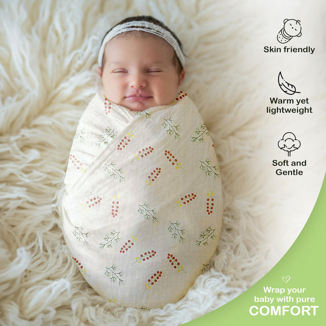 Organic Muslin Baby Blanket 2-Pack Rose & Peach, 47x47 Inch 100% Organic Cotton Oeko-TEX Certified Hypoallergenic Swaddle Blanket for Newborn Girls, Elegant Baby Girl Shower Gift