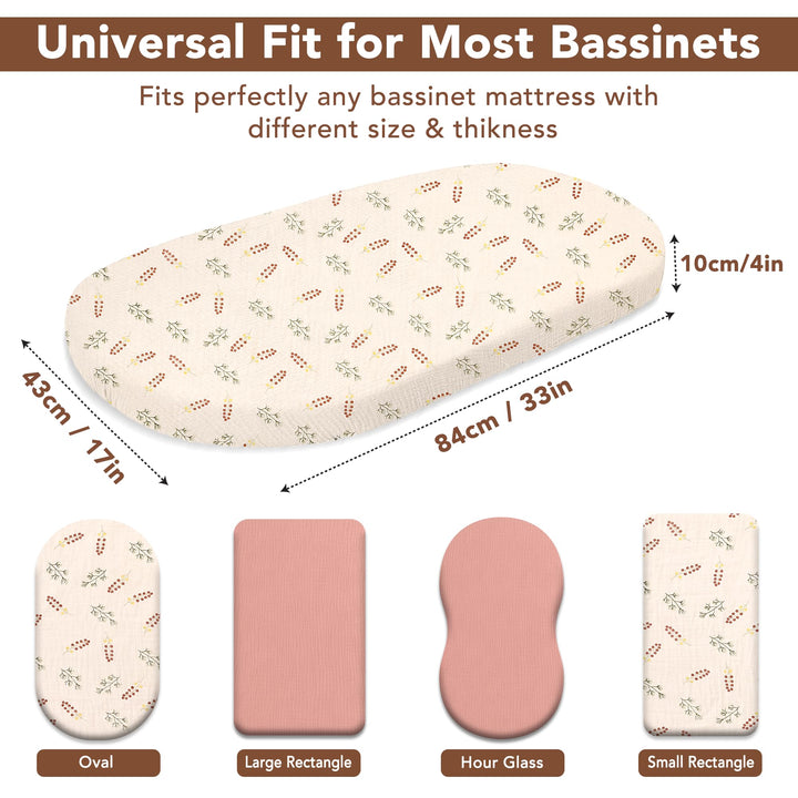 100% Organic Cotton Muslin Baby Bassinet Baby Sheet 33 X 17 Inch Soft Breathable Lightweight Stretchable Bed Sheet 2 Pack Gentle On Skin Durable Snug Fit Sheet for Newborn Bassinet Mattress