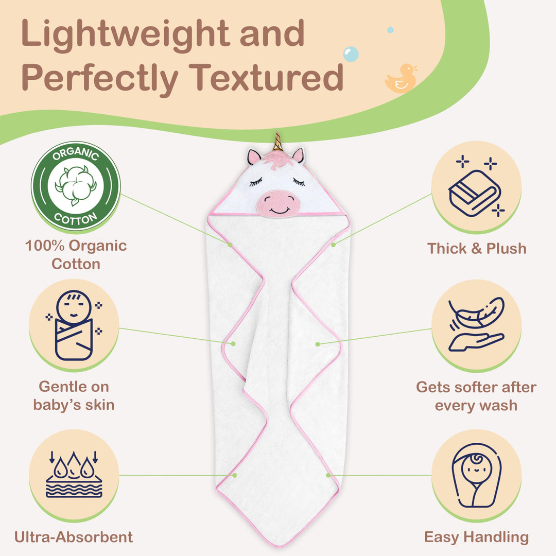 Mother's Choice Baby Towels 100% Organic Cotton Butterfly Hooded Design, Oeko-TEX Certified, Ultra-Soft Absorbent Hooded Bath Towel for Newborn Girls, (Butterfly)
