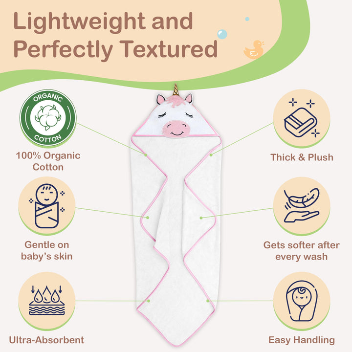 Mother's Choice Baby Towels 100% Organic Cotton Butterfly Hooded Design, Oeko-TEX Certified, Ultra-Soft Absorbent Hooded Bath Towel for Newborn Girls, (Butterfly)