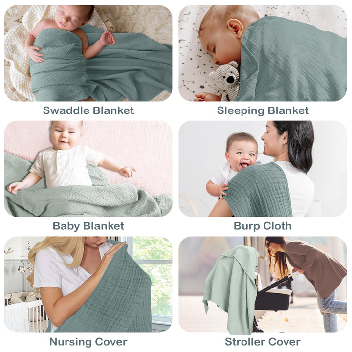 Organic Muslin Baby Blanket 2-Pack Rose & Peach, 47x47 Inch 100% Organic Cotton Oeko-TEX Certified Hypoallergenic Swaddle Blanket for Newborn Girls, Elegant Baby Girl Shower Gift