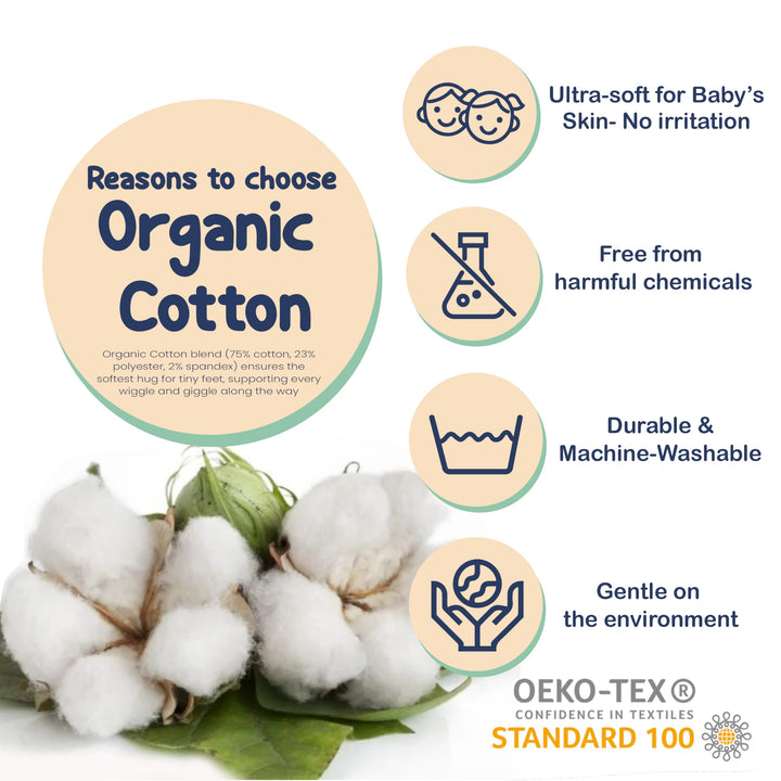 Mother's Choice Organic Cotton Baby Socks, 12 Pairs, Unisex 0-6 Months - Soft, Hypoallergenic Newborn & Infant Socks - Baby Girl & Boy Gifts