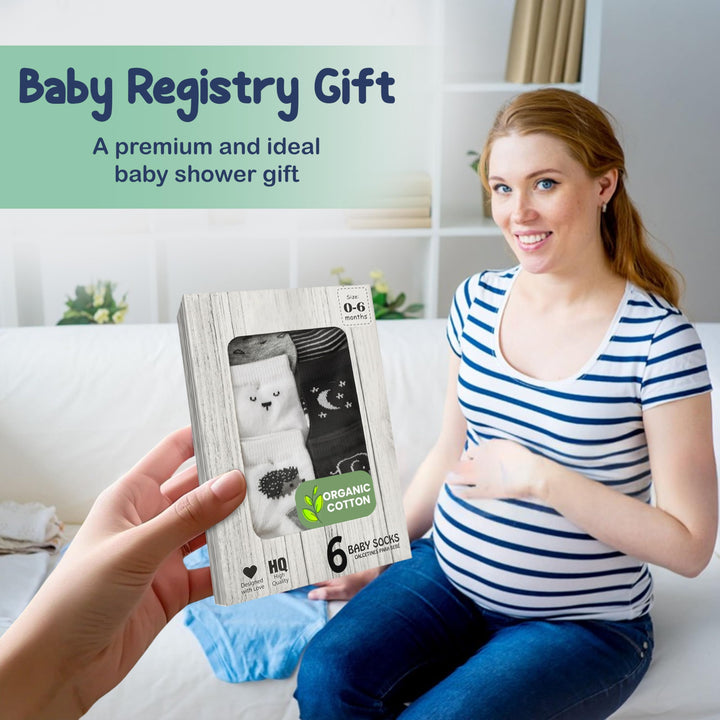 Mother's Choice Organic Cotton Baby Socks, 06 Pairs, Unisex 0-6 Months - Soft, Hypoallergenic Newborn & Infant Socks - Baby Girl & Boy Gifts