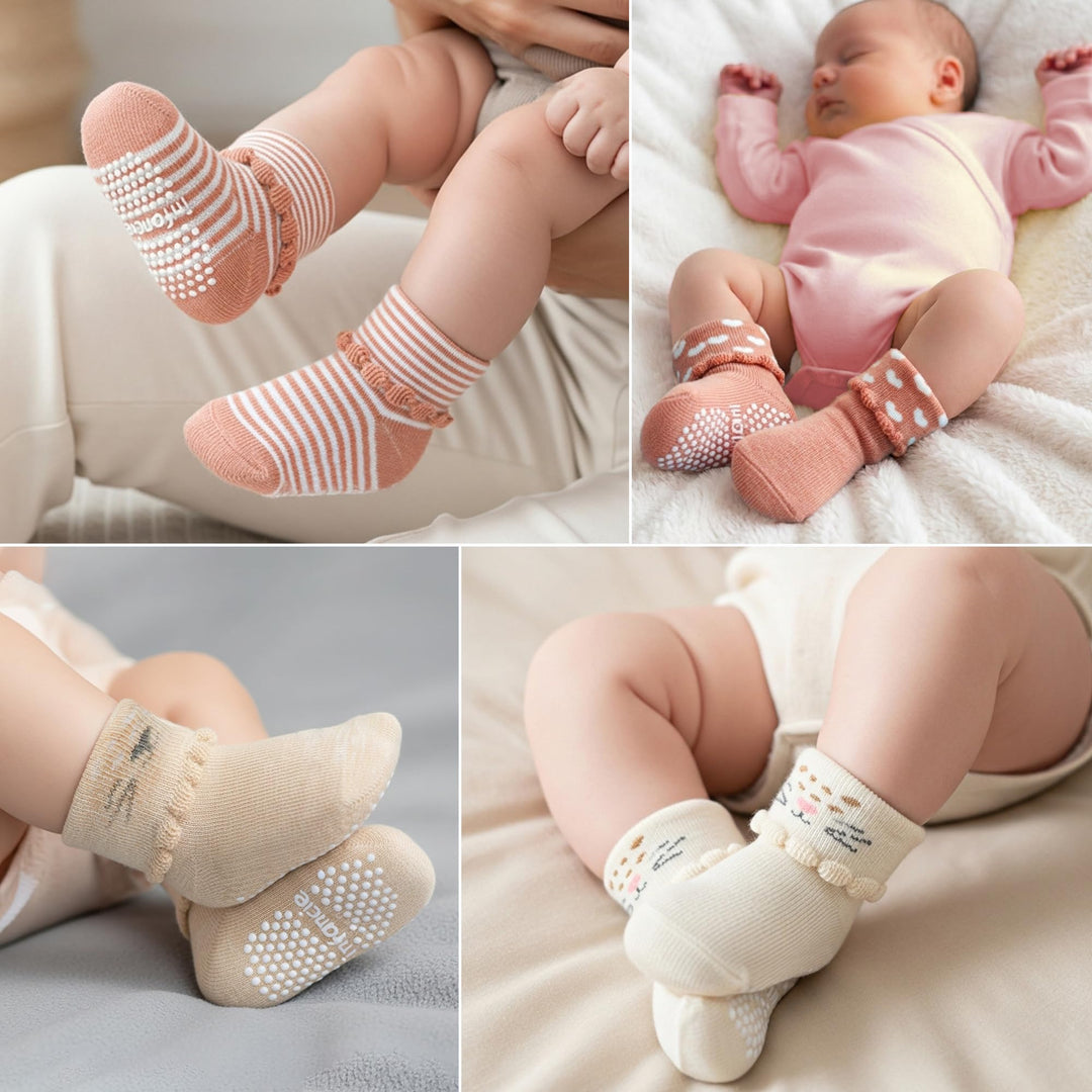 GOTS Certified Organic Cotton Rich Blend Baby Socks 12 Pairs For 0 - 6 (M) Baby Girl Soft, Stretchable & Comfortable Girl newborn Socks, Adorable Sock Shoes For Baby Girl, Gift For Little, Pink